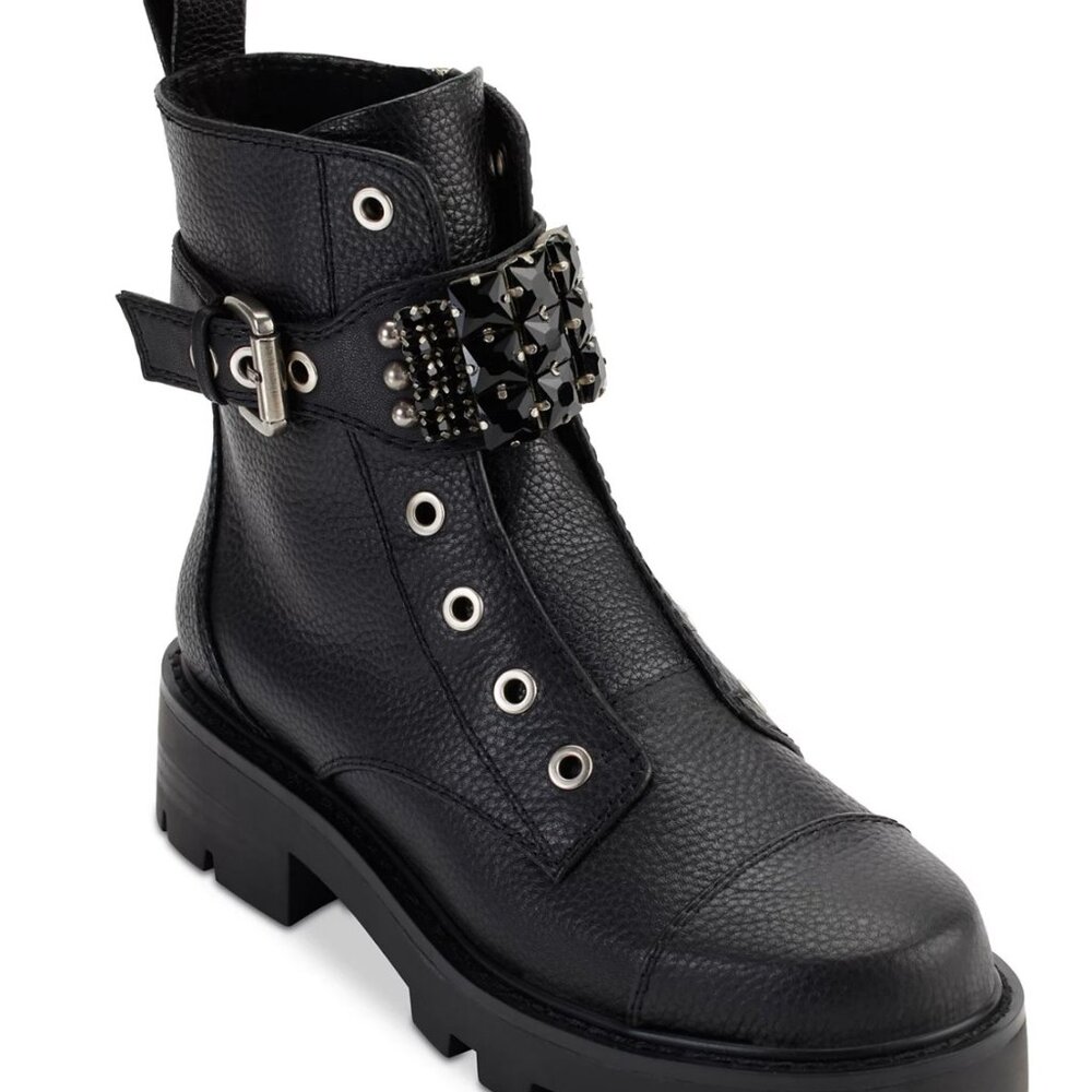 NIB Karl Lagerfeld Maeva Black Stud Lug Boot